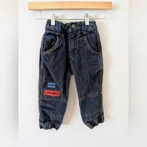 Vintage Navy Blue Little Levi's Denim Jeans With Sport Patches 90s Streetwear
